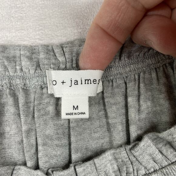 Coco + Jaimeson Womens Top Sz M Gray Cream Lace Bell Sleeve Boho Off Shoulder - Picture 5 of 9